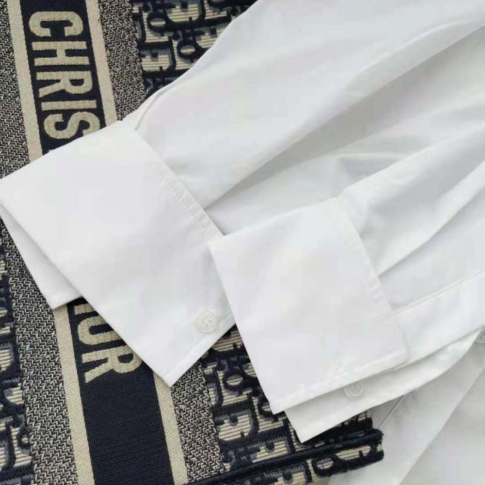 Dior Women Blouse with Ruffles White Cotton Poplin - image 9