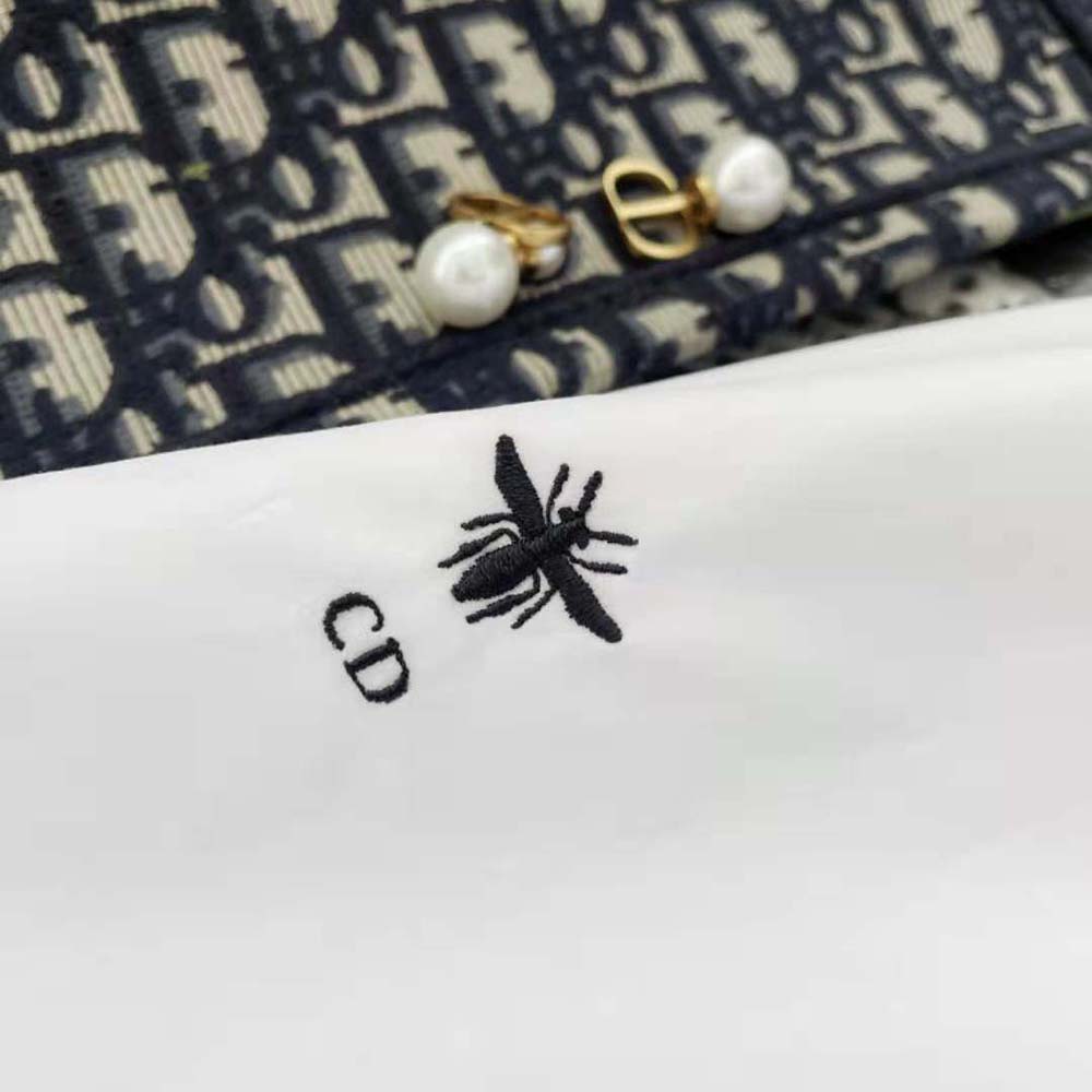 Dior Women Blouse with Ruffles White Cotton Poplin - image 7