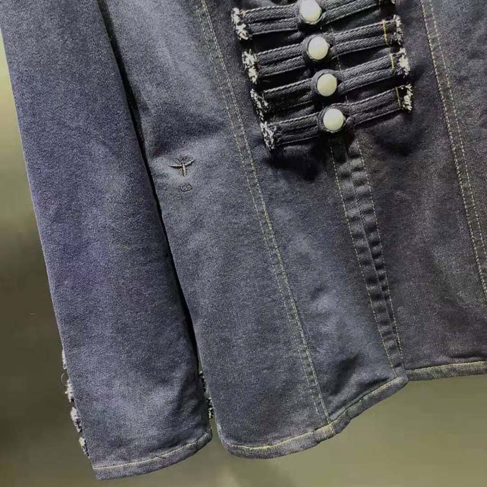 Dior Women Brandenburg Fitted Jacket Blue Cotton Denim - image 5