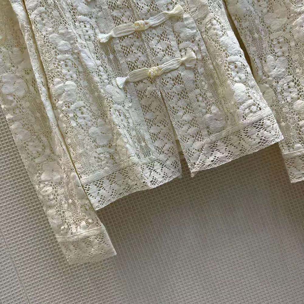 Dior Women Brandenburg Fitted Jacket Ecru Cotton-Blend Lace - image 7