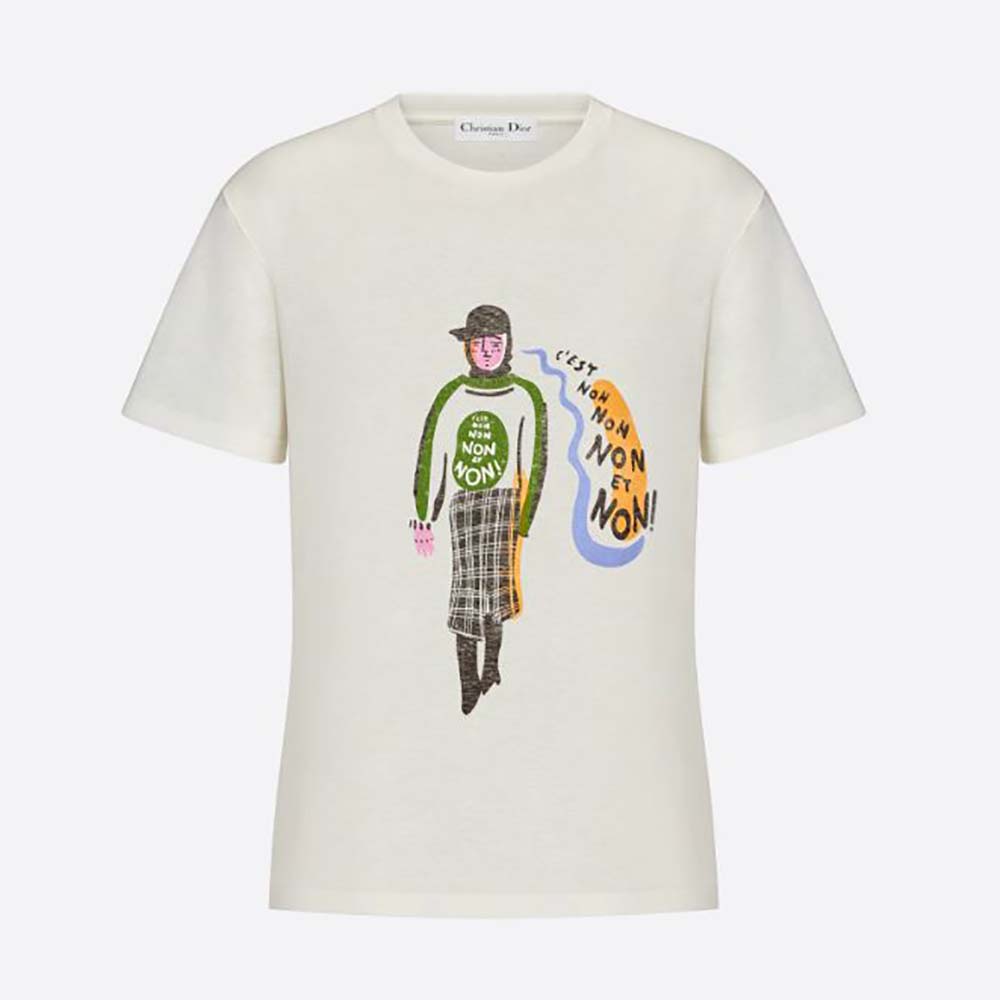 Front view of Dior Women ‘C’Est Non Non Non Et Non’ T-shirt in white