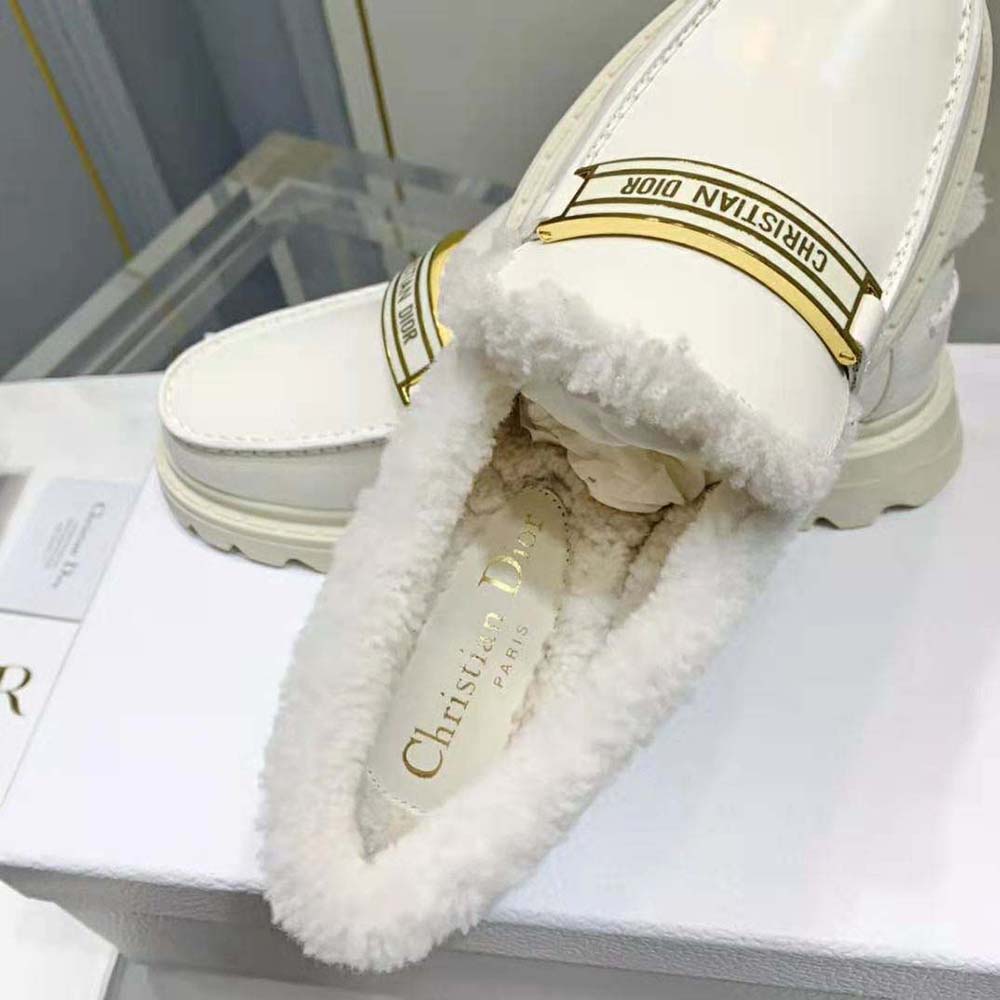 Dior Women Code Loafer White Brushed Calfskin and Shearling - image 7