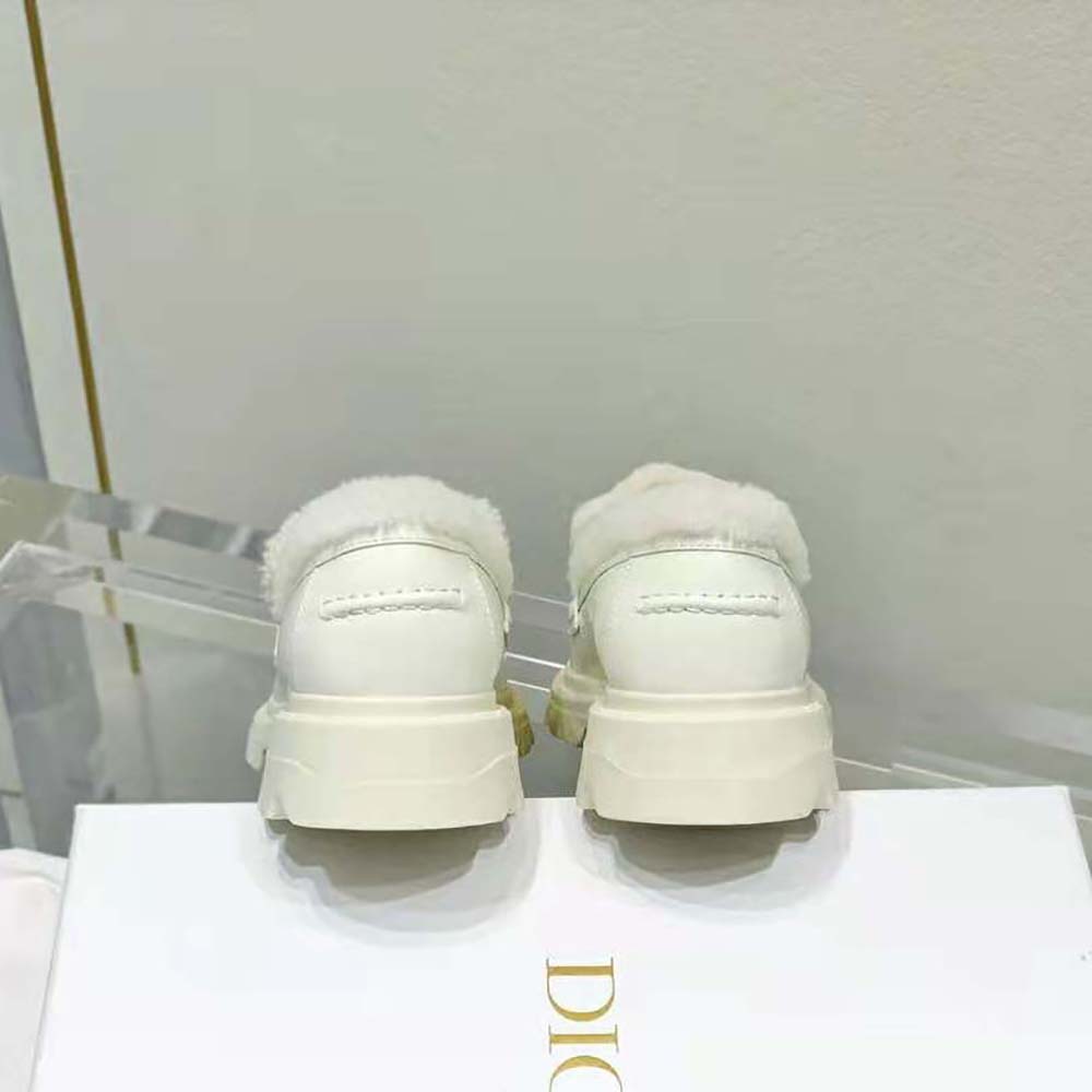 Dior Women Code Loafer White Brushed Calfskin and Shearling - image 10