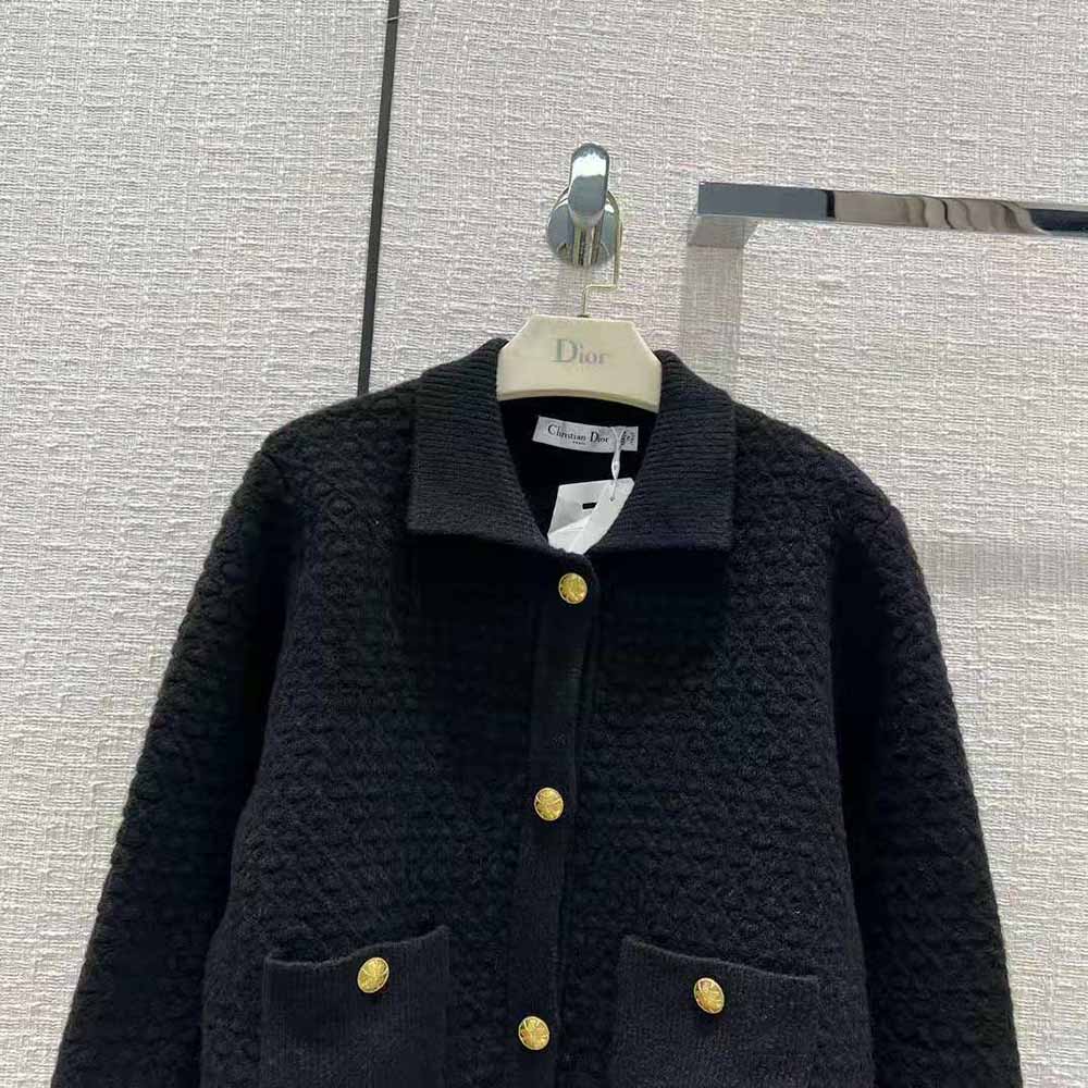 Dior Women Cropped Jacket Black Wool Knit - image 4