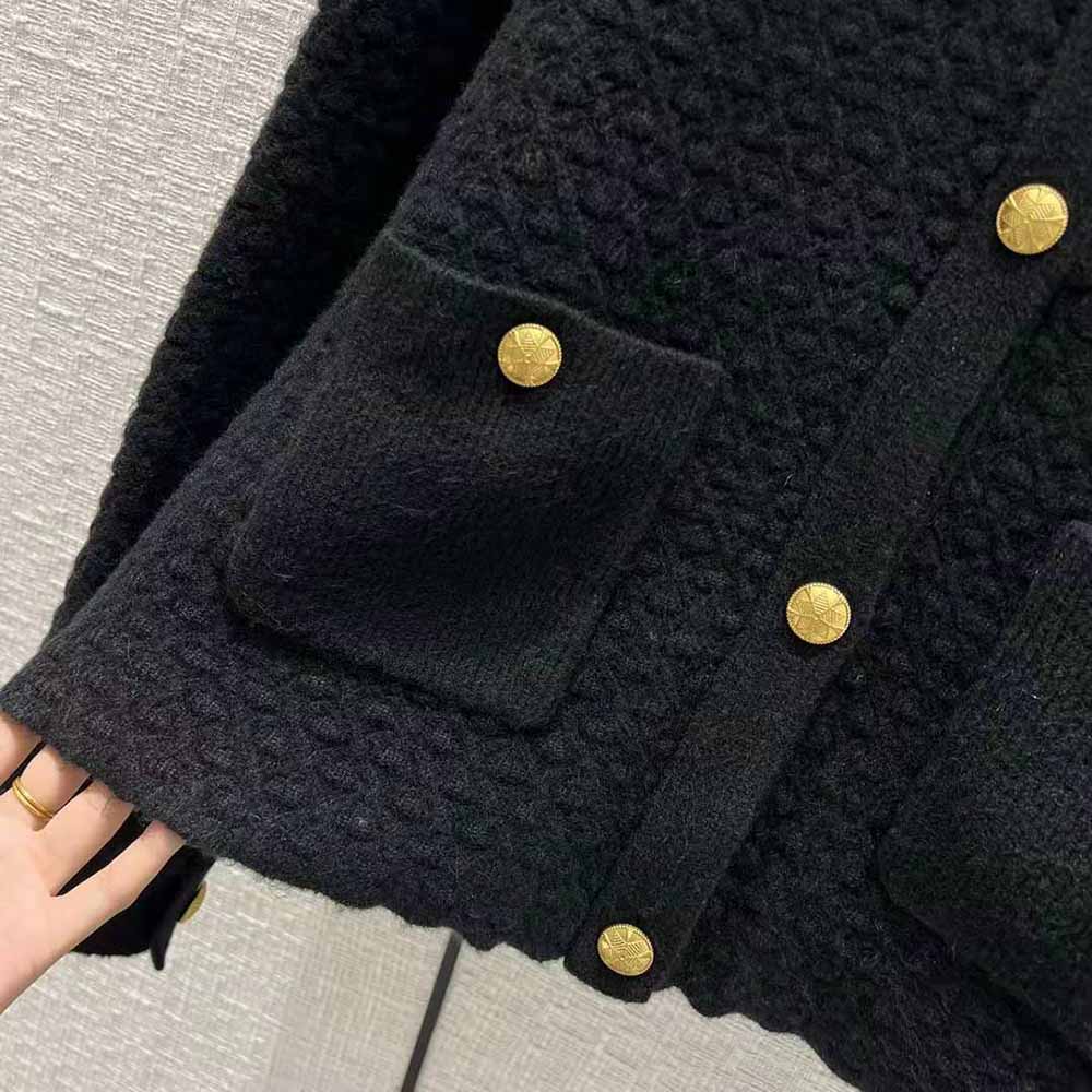 Dior Women Cropped Jacket Black Wool Knit - image 7