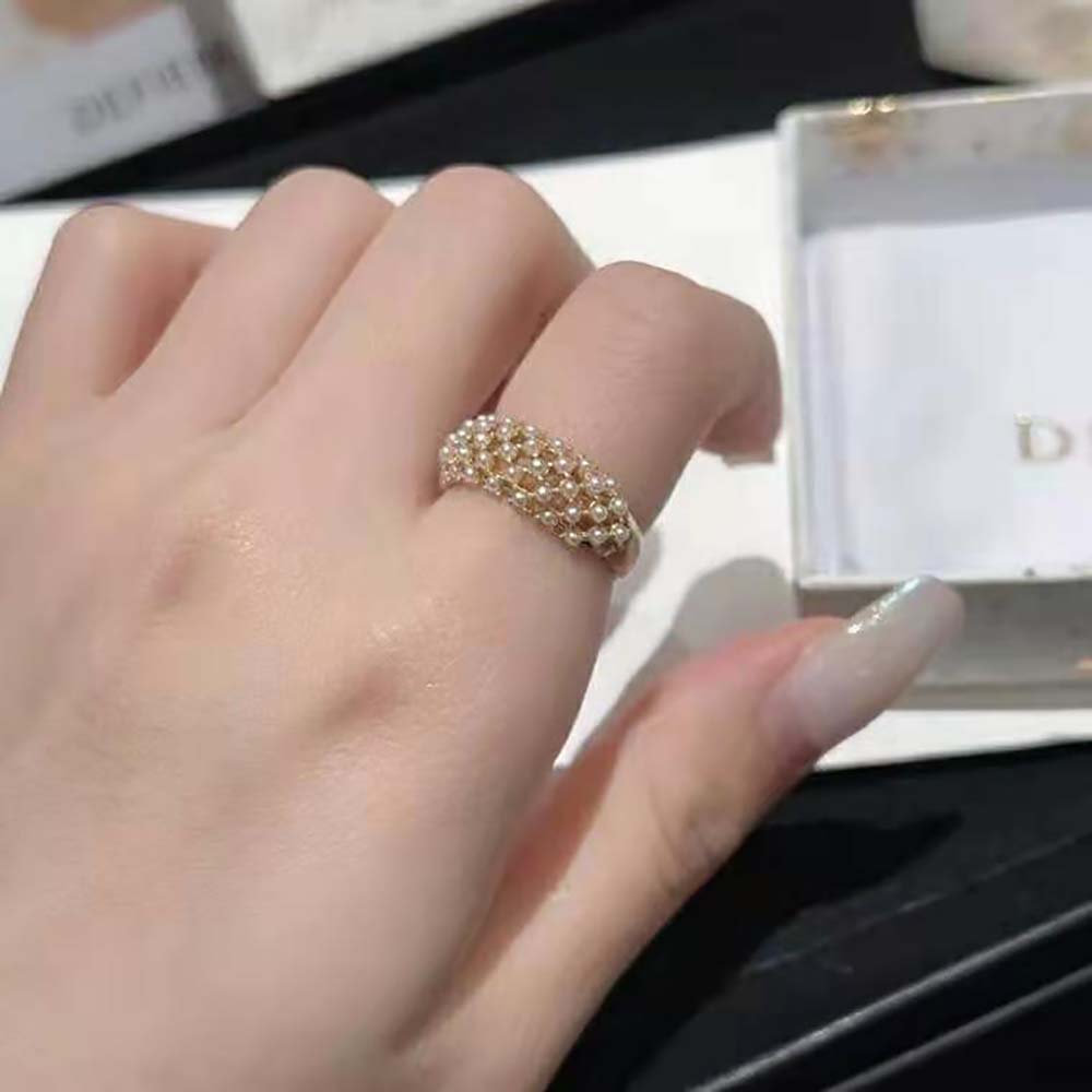 Dior Women D-Renaissance Ring Gold-Finish Metal and White Resin Pearls - image 6