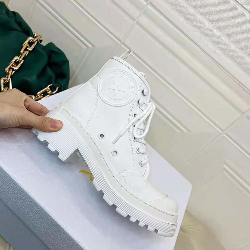 Dior Women D-Rise Ankle Boot White Technical Fabric and Calfskin - image 6