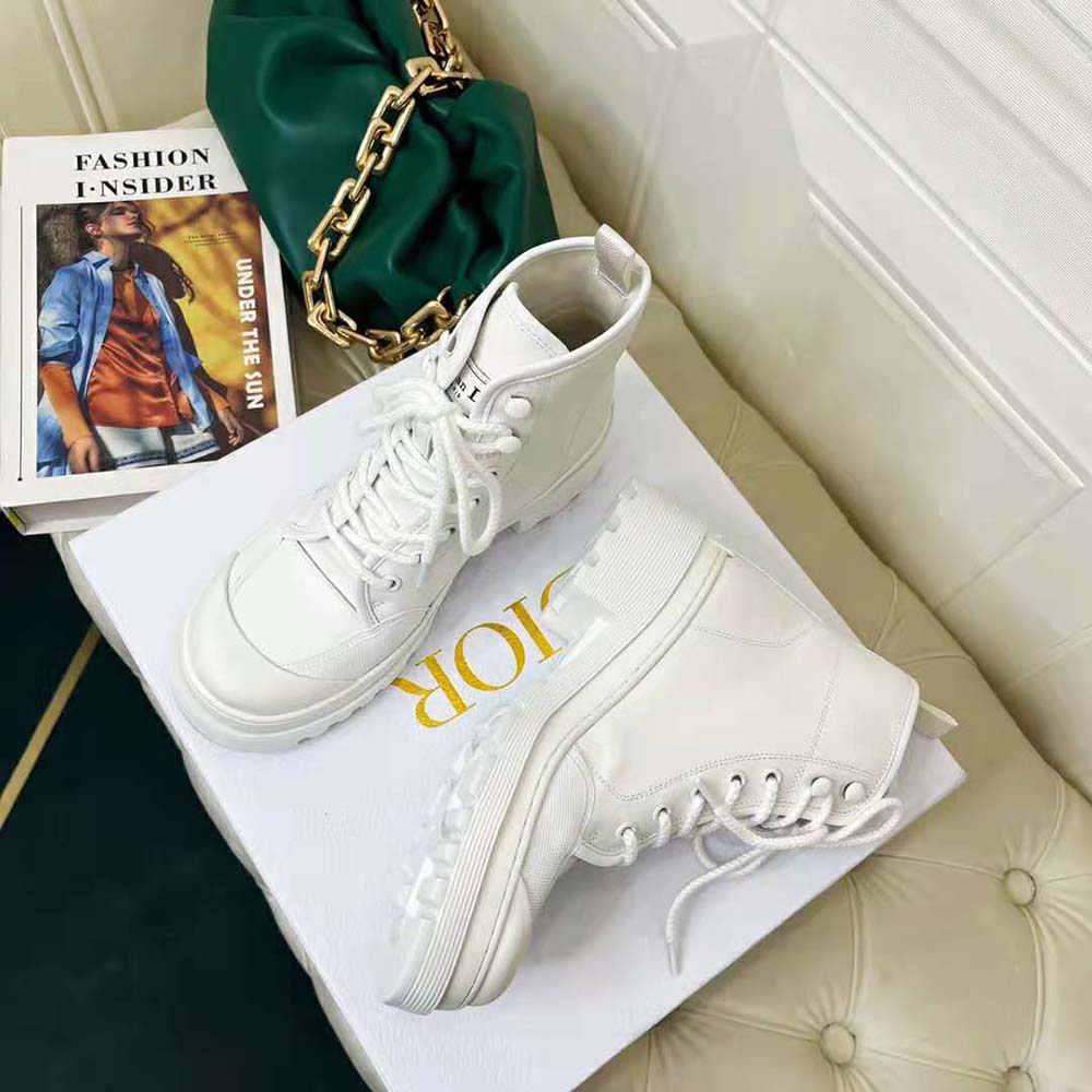 Dior Women D-Rise Ankle Boot White Technical Fabric and Calfskin - image 4