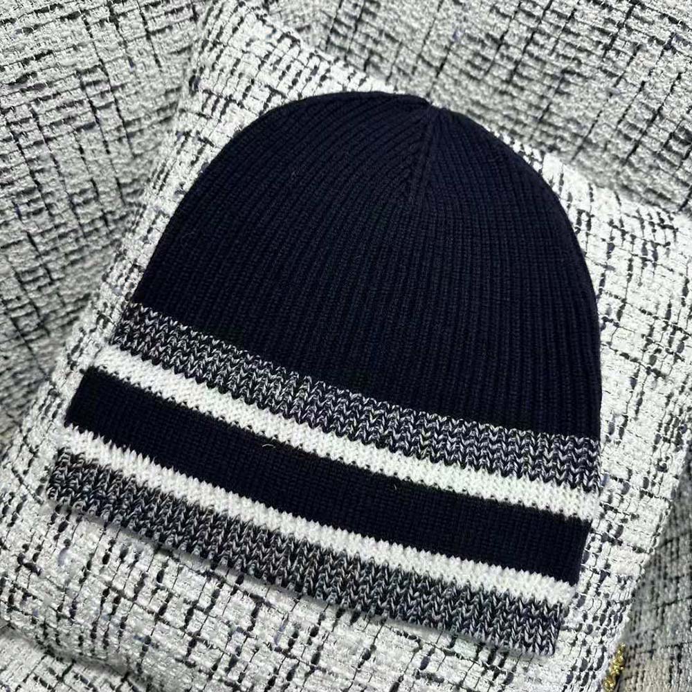 Dior Women D-White Beanie Black and Ivory Virgin Wool and Cashmere - image 4
