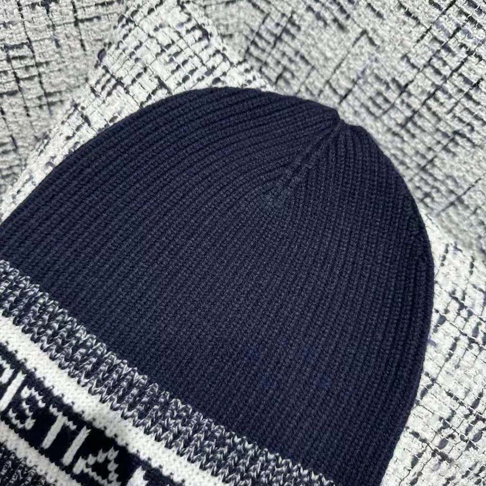 Dior Women D-White Beanie Black and Ivory Virgin Wool and Cashmere - image 5