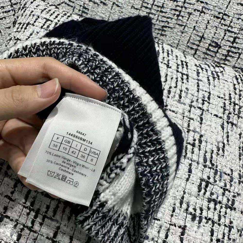 Dior Women D-White Beanie Black and Ivory Virgin Wool and Cashmere - image 10