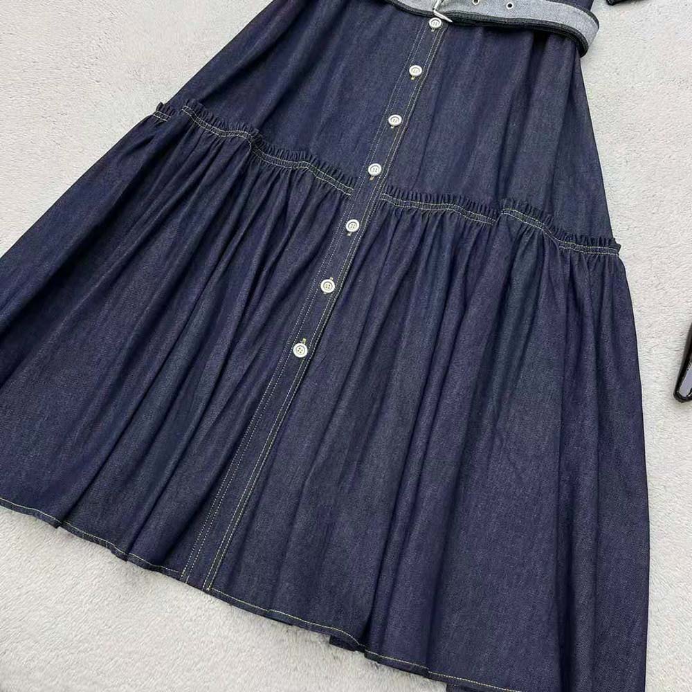 Dior Women Denim Couture Shirt Dress Blue Raw Cotton Denim - image 8
