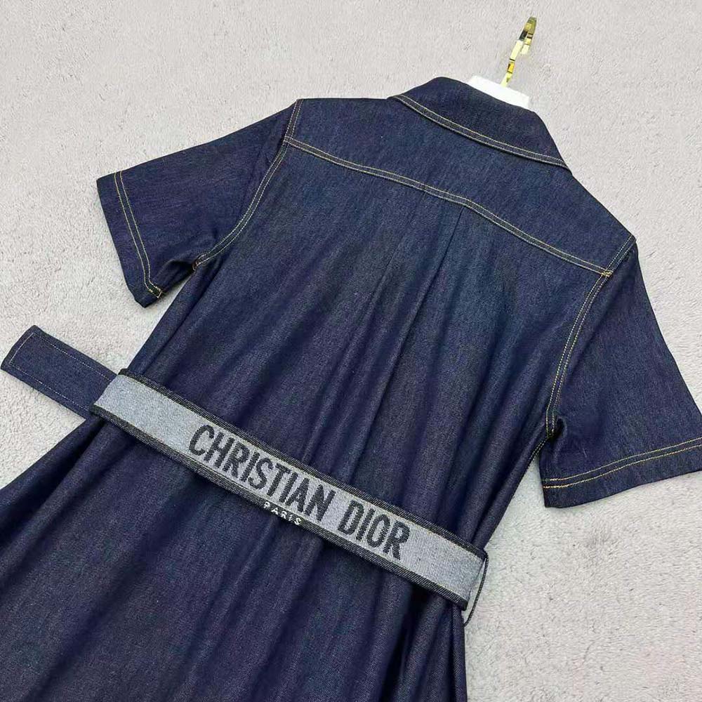 Dior Women Denim Couture Shirt Dress Blue Raw Cotton Denim - image 6