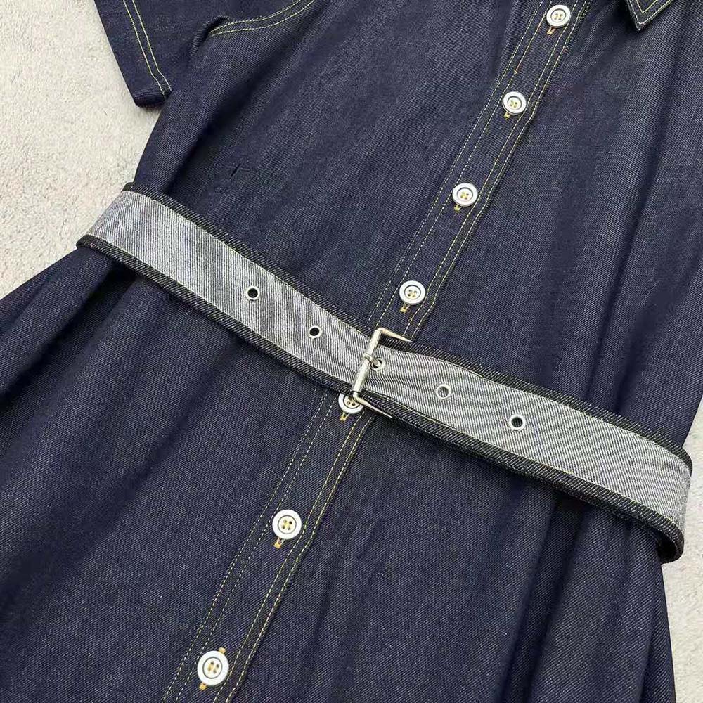 Dior Women Denim Couture Shirt Dress Blue Raw Cotton Denim - image 7