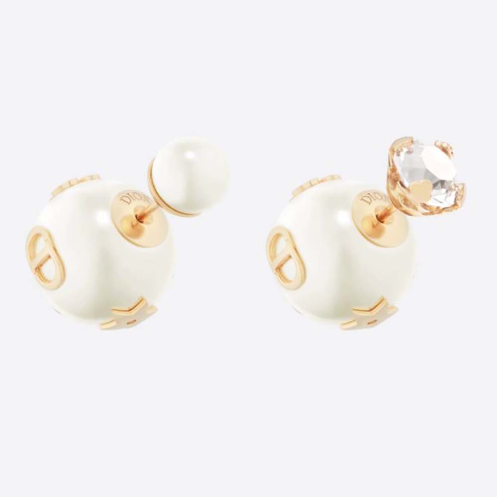 Front view of Dior Women Dior Tribales Earrings gold-finish with white pearls