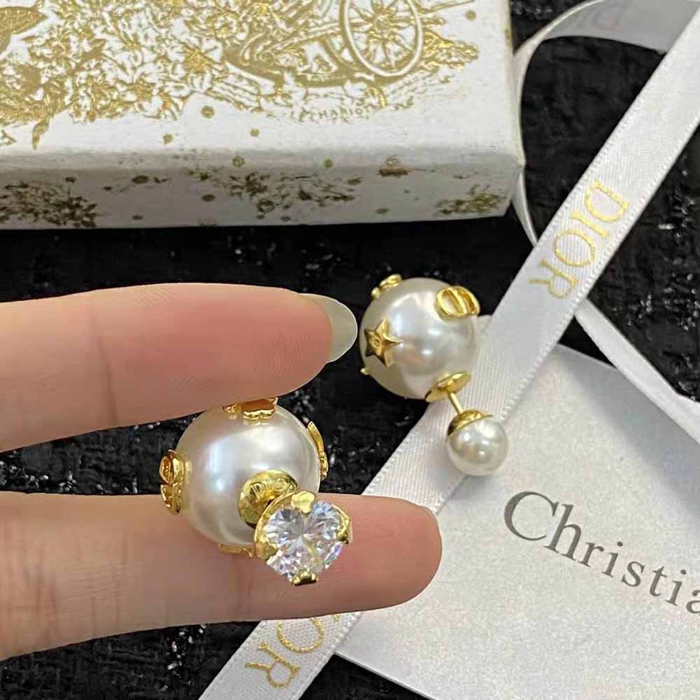 Dior Women Dior Tribales Earrings Gold-Finish Metal with White Resin Pearls and a Silver-Tone Crystal - image 9