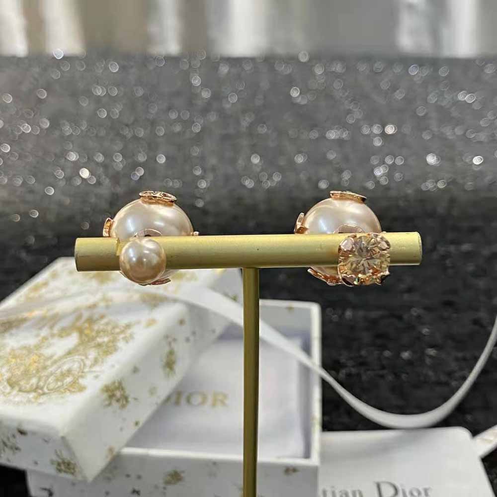 Dior Women Dior Tribales Earrings Pink-Finish Metal with Pink Resin Pearls and a Pink Crystal - image 4