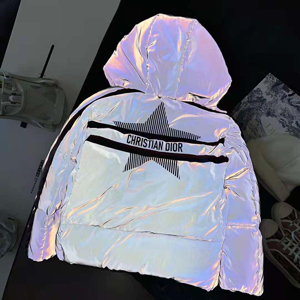 Dior Women Dioralps Hooded Down Jacket Silver-Tone Reflective Dior Star Quilted Technical Fabric - image 8