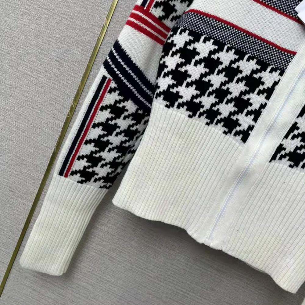 Dior Women Dioralps Short Cardigan Black and White Houndstooth Wool and Cashmere Knit with Three-Tone Dior Star - image 7