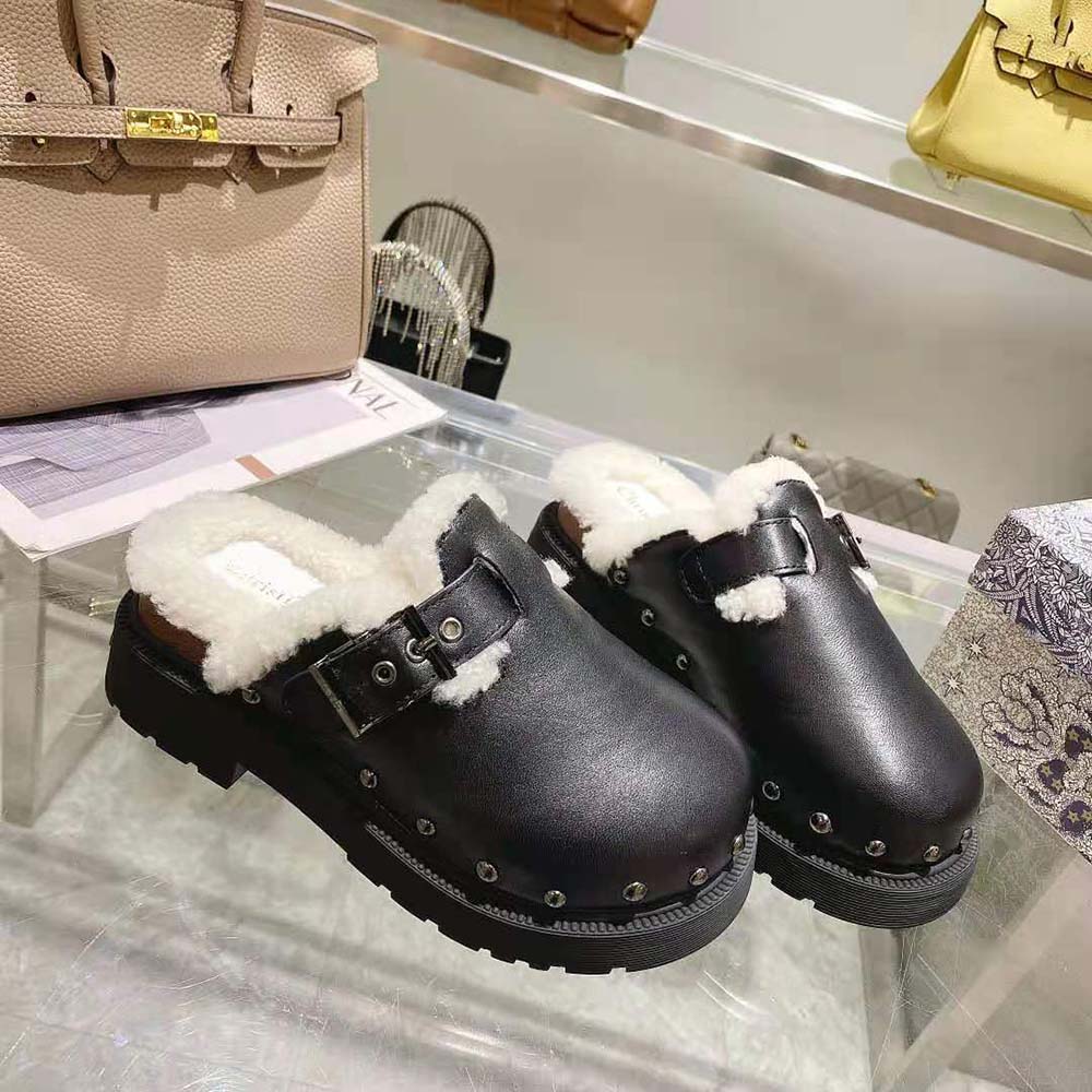 Dior Women Diorquake Clog Black Calfskin and White Shearling - image 4