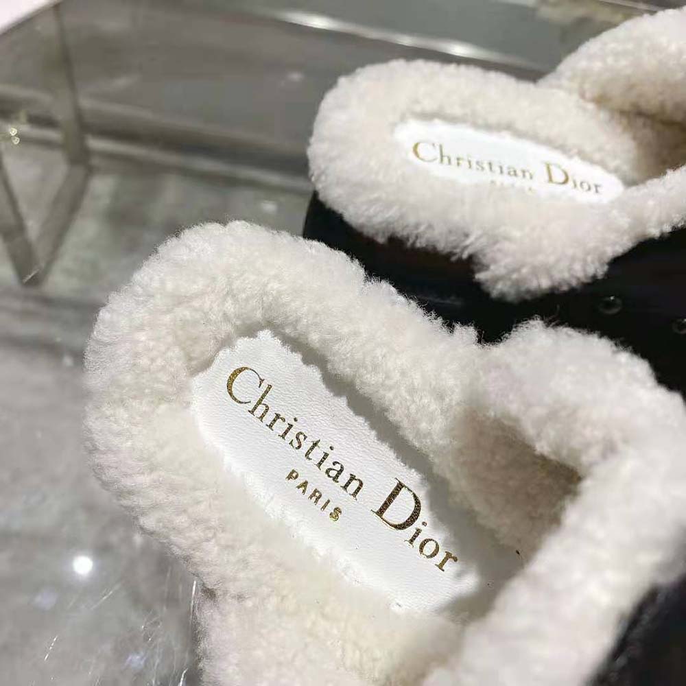Dior Women Diorquake Clog Black Calfskin and White Shearling - image 8