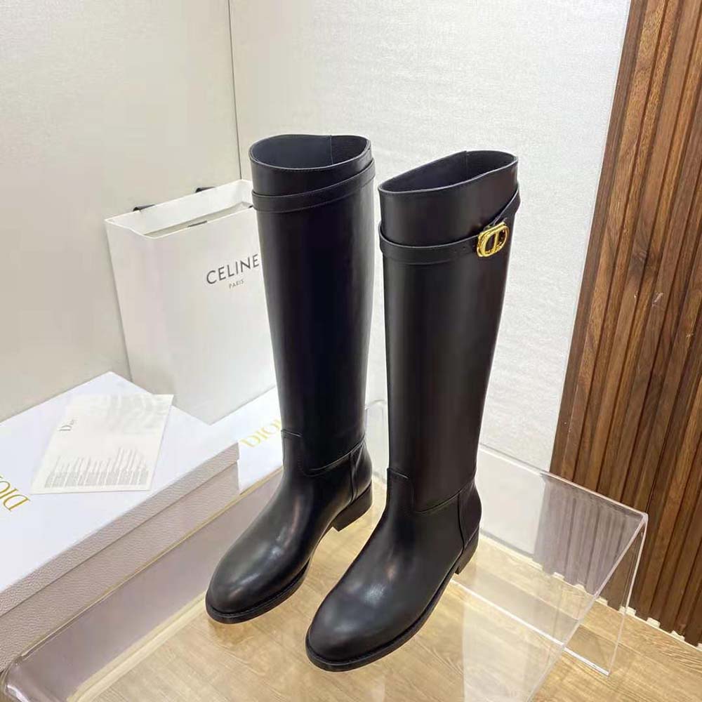 Back angle of Dior Women Empreinte Boot highlighting zipper closure