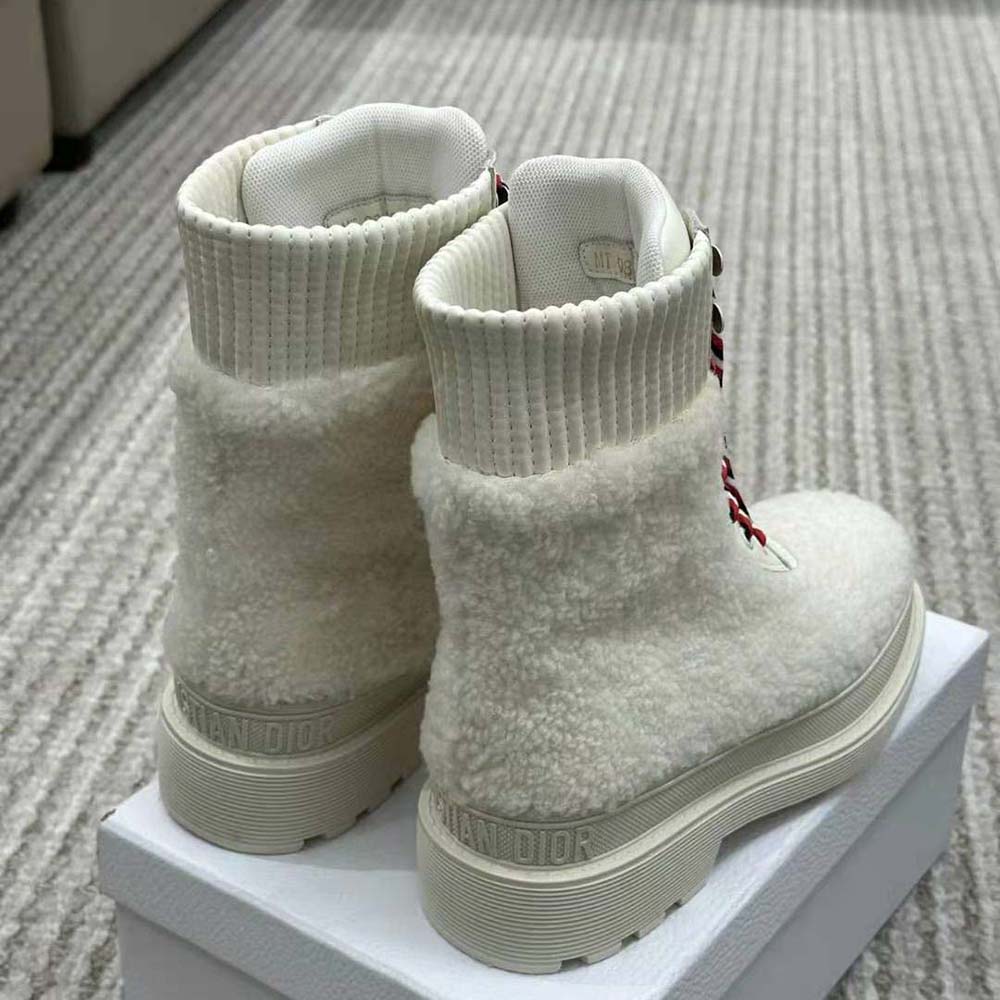 Dior Women Hike Ankle Boot White Calfskin and Shearling - image 4