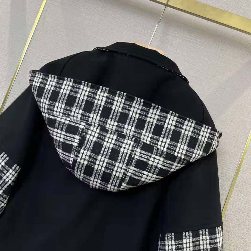 Dior Women Hooded Peacoat Black and White Check’n’Dior Wool - image 5