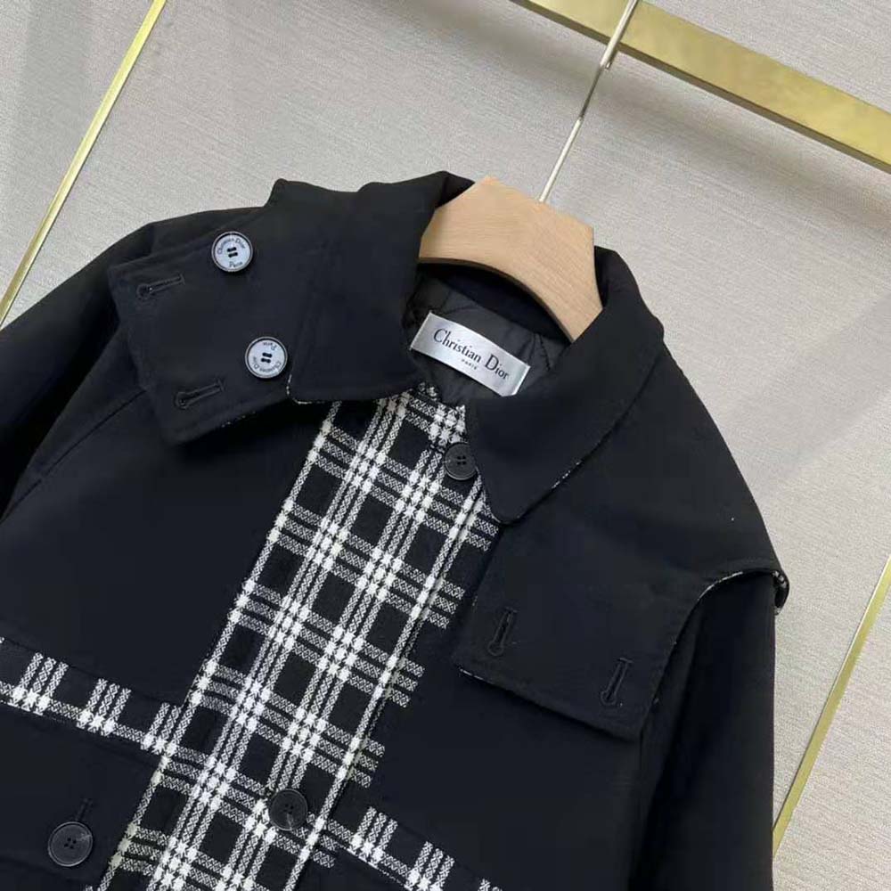 Dior Women Hooded Peacoat Black and White Check’n’Dior Wool - image 4