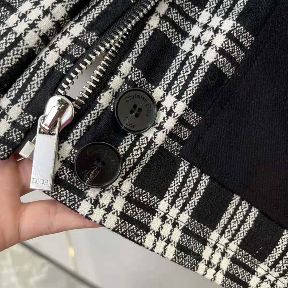 Dior Women Hooded Peacoat Black and White Check’n’Dior Wool - image 8