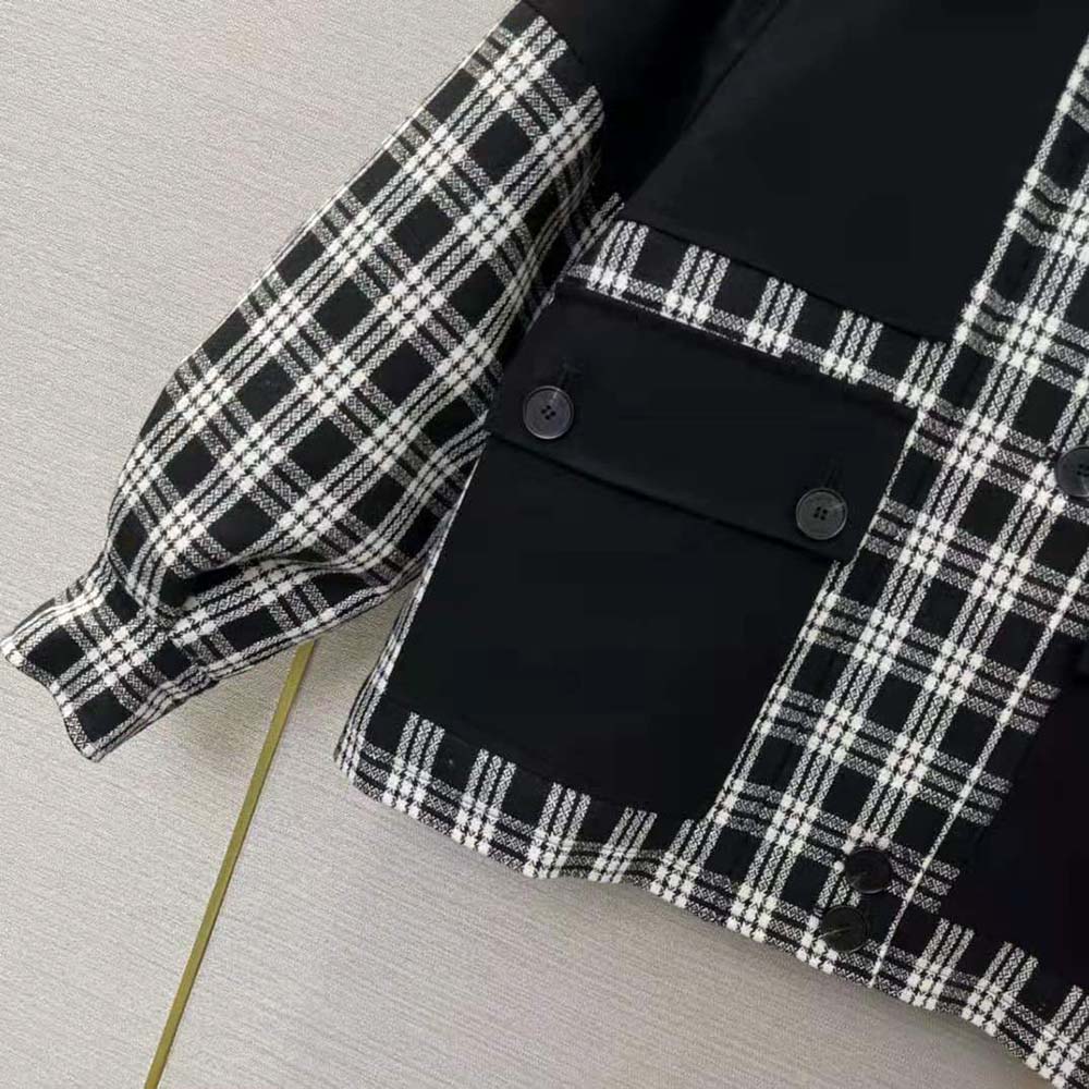 Dior Women Hooded Peacoat Black and White Check’n’Dior Wool - image 7