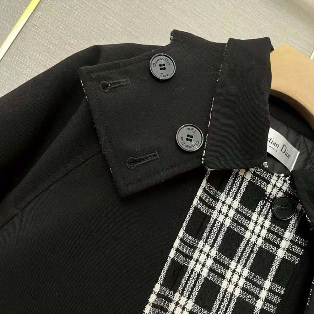 Dior Women Hooded Peacoat Black and White Check’n’Dior Wool - image 6