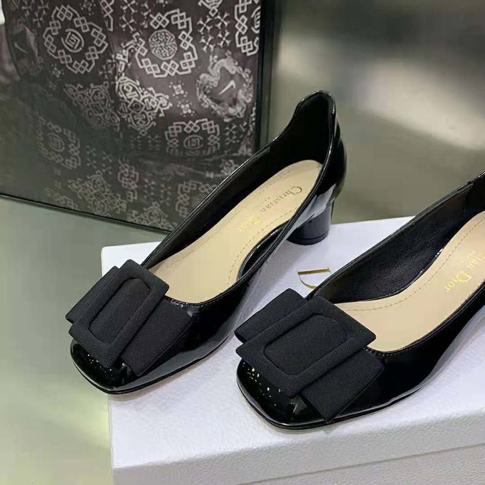 Dior Women Idylle Ballet Pump Black Patent Calfskin and Grosgrain in 35 mm Heel Height - image 7