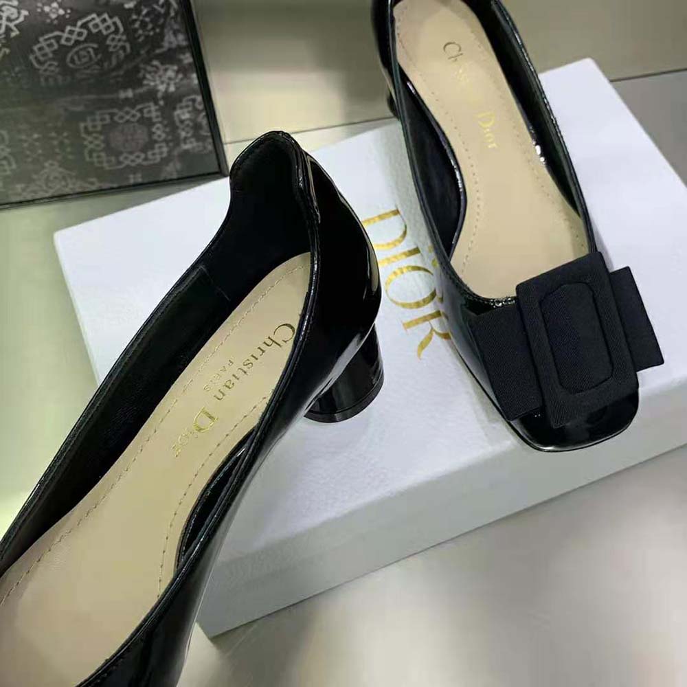 Dior Women Idylle Ballet Pump Black Patent Calfskin and Grosgrain in 35 mm Heel Height - image 9