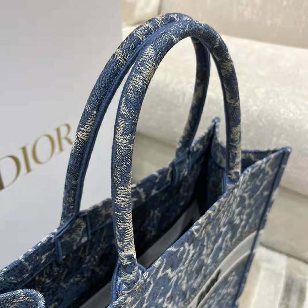 Dior Women Large Dior Book Tote Blue Dior Brocart Embroidery with Denim Effect - image 7