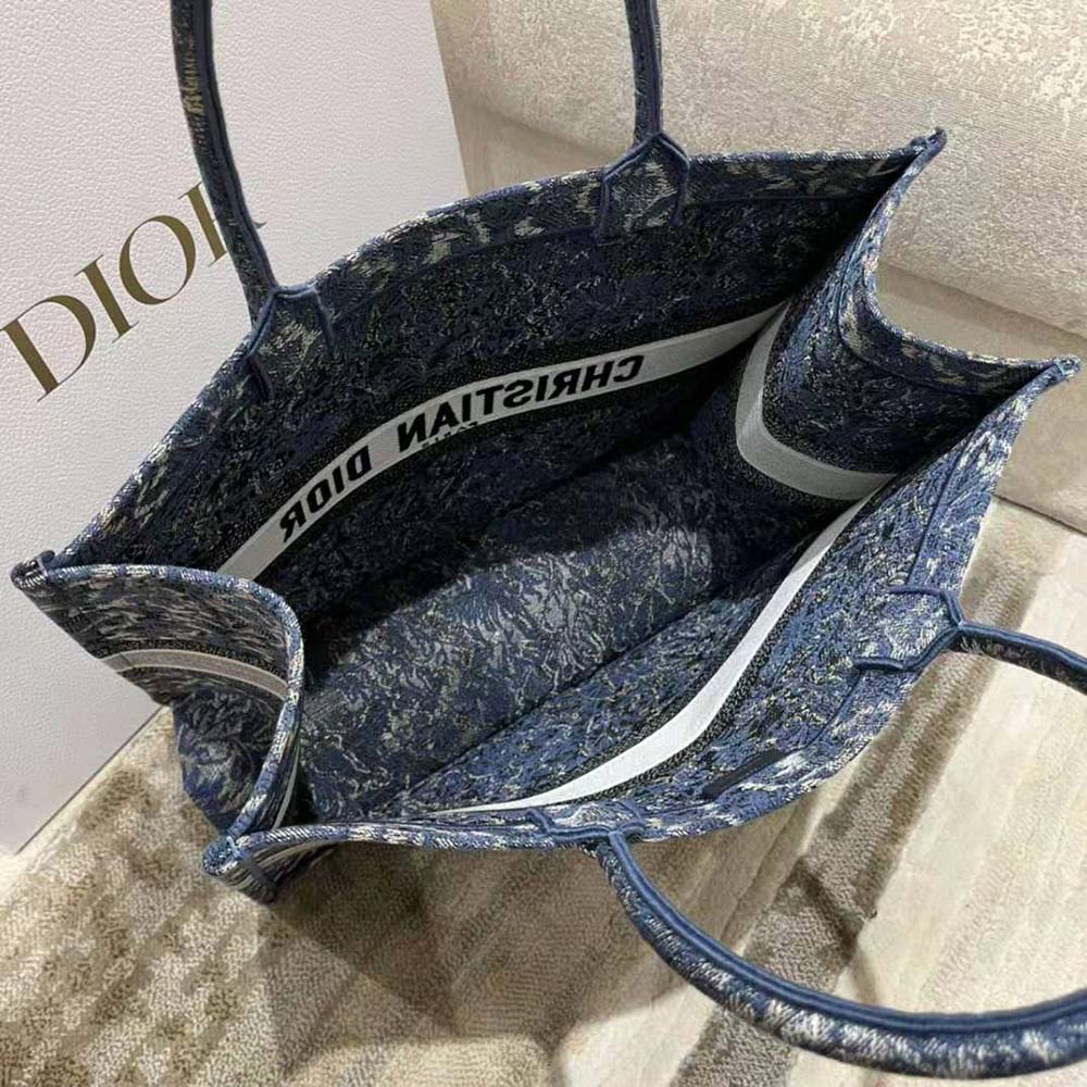 Dior Women Large Dior Book Tote Blue Dior Brocart Embroidery with Denim Effect - image 6