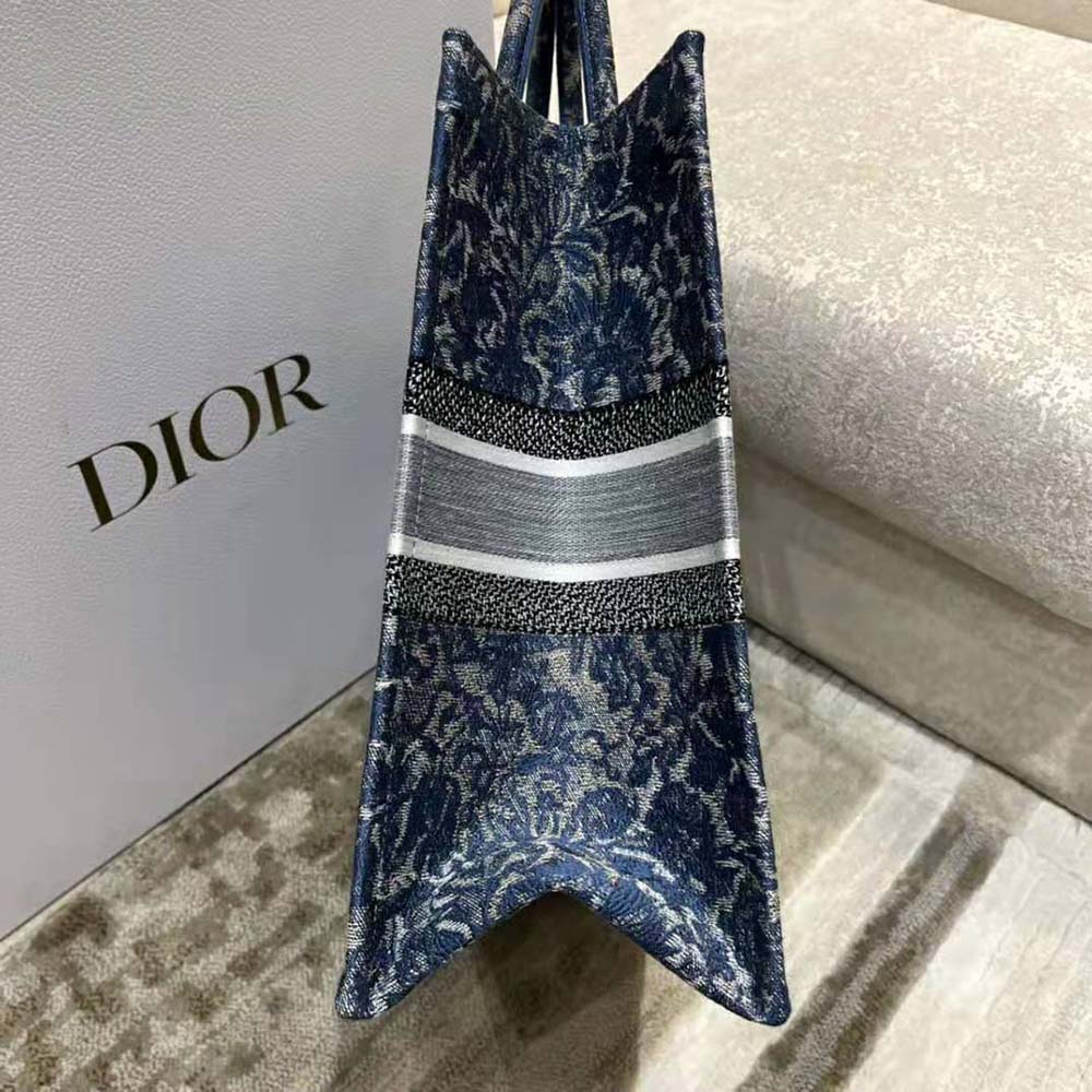 Dior Women Large Dior Book Tote Blue Dior Brocart Embroidery with Denim Effect - image 4