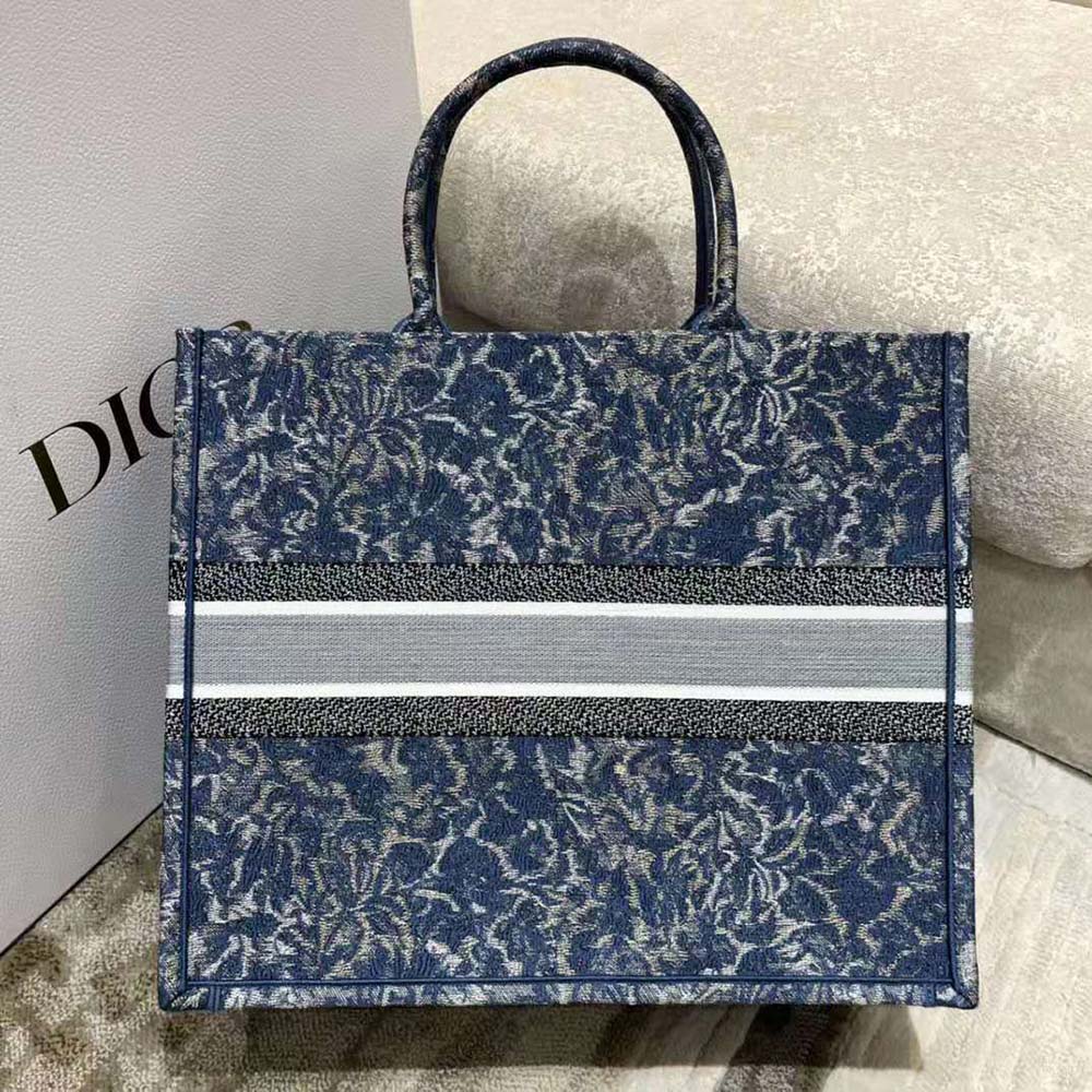 Side angle showing spacious interior of Dior Women Large Dior Book Tote