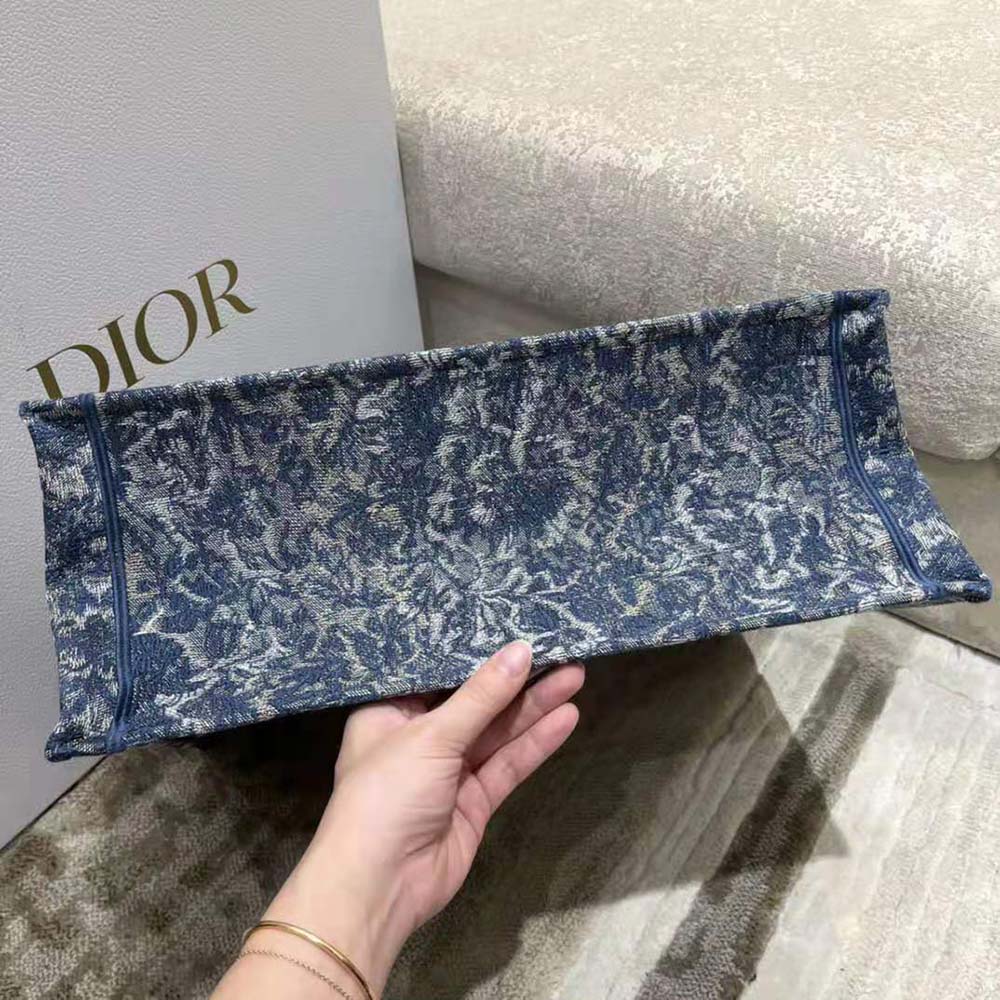 Dior Women Large Dior Book Tote Blue Dior Brocart Embroidery with Denim Effect - image 5