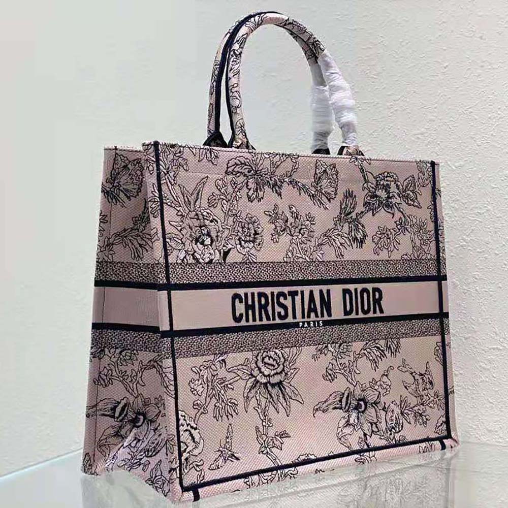 Dior Women Large Dior Book Tote Powder Pink Dior Jardin Botanique Embroidery - image 4