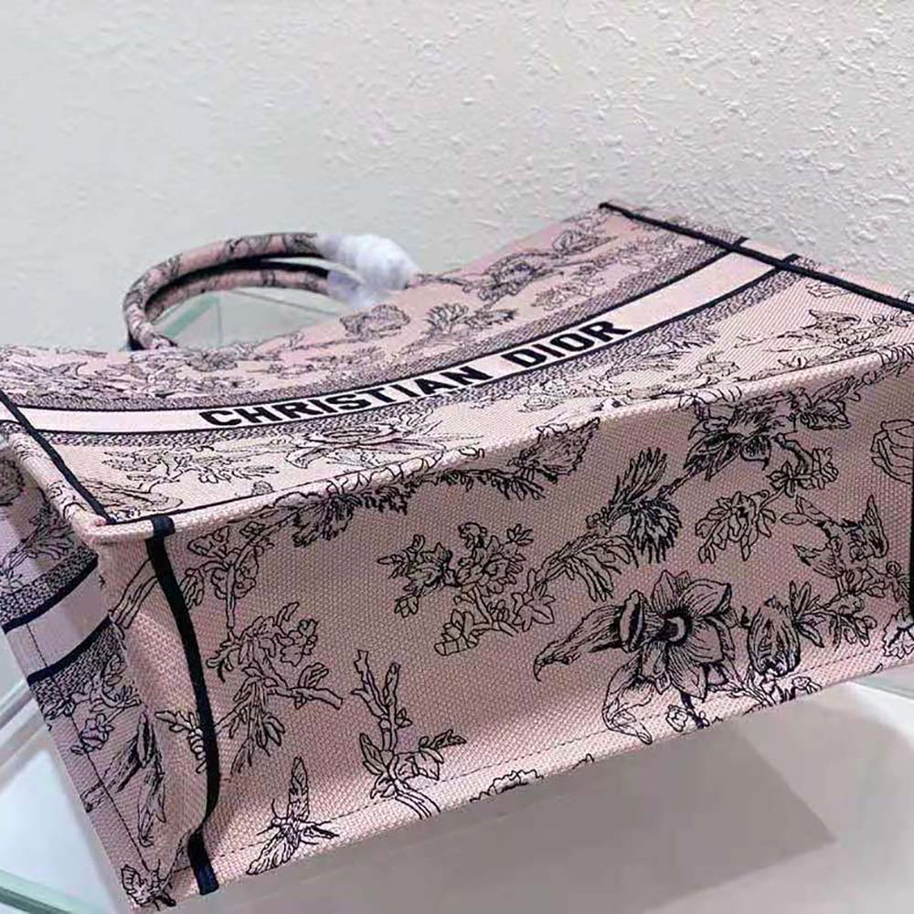 Dior Women Large Dior Book Tote Powder Pink Dior Jardin Botanique Embroidery - image 7