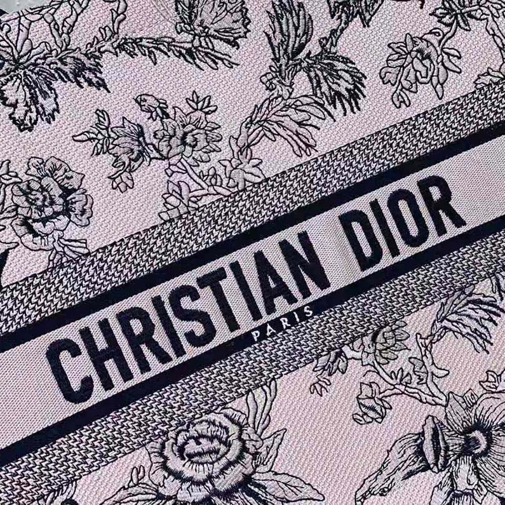 Dior Women Large Dior Book Tote Powder Pink Dior Jardin Botanique Embroidery - image 10