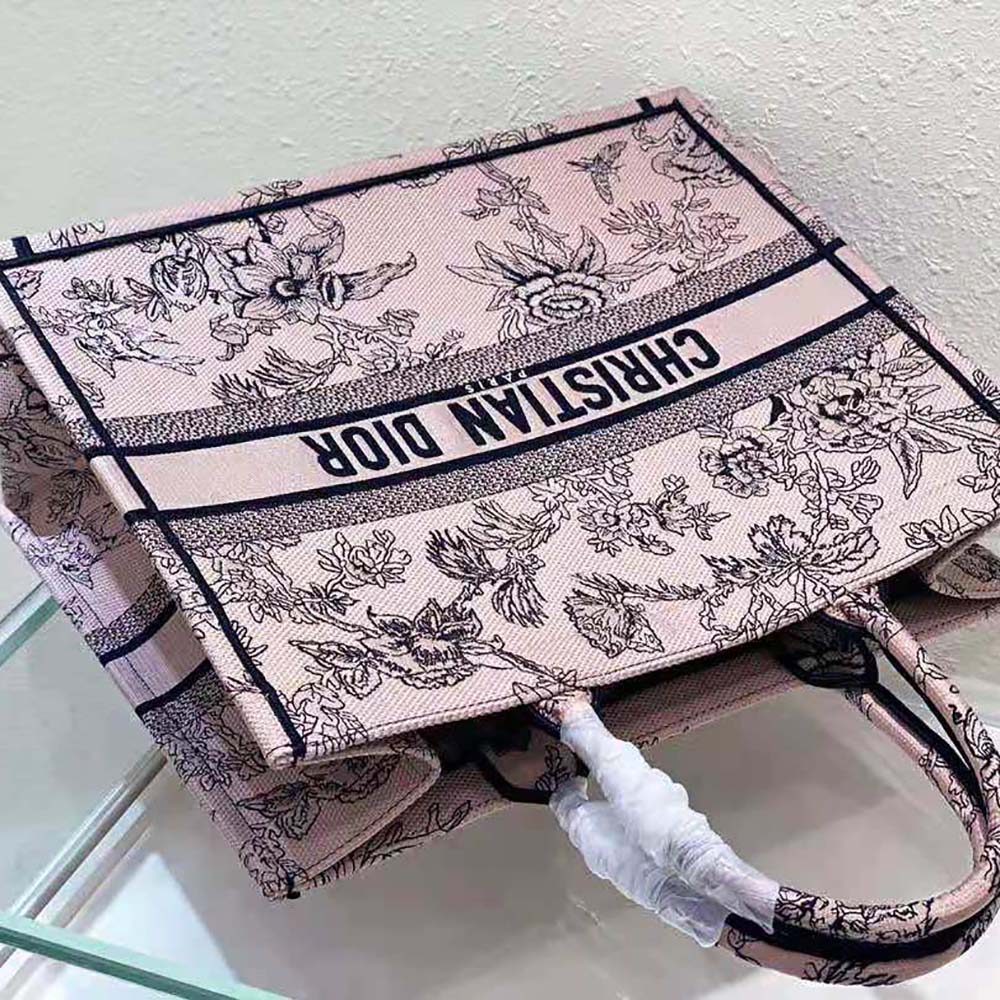 Dior Women Large Dior Book Tote Powder Pink Dior Jardin Botanique Embroidery - image 6