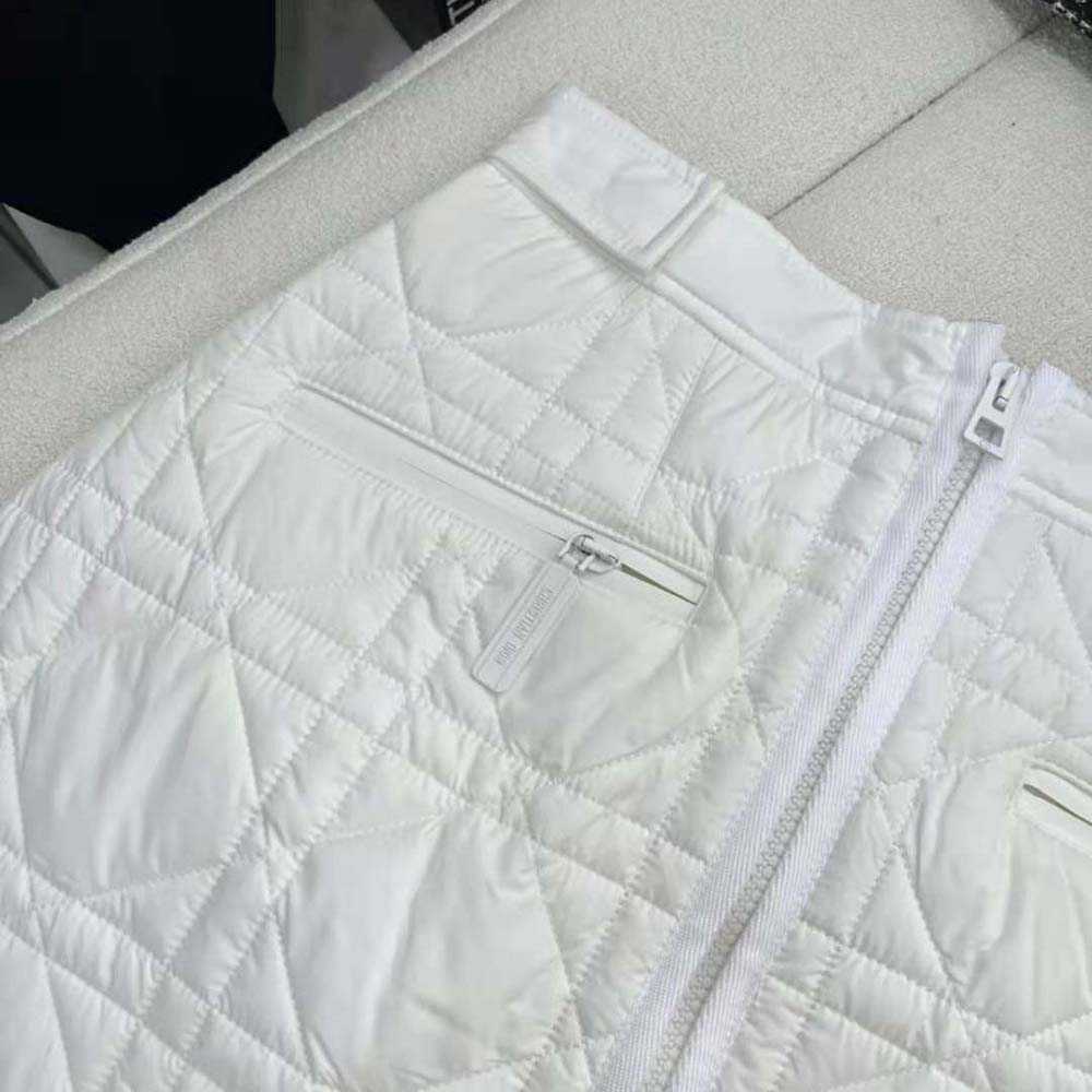 Dior Women Macrocannage Flared Miniskirt White Quilted Technical Taffeta - image 8