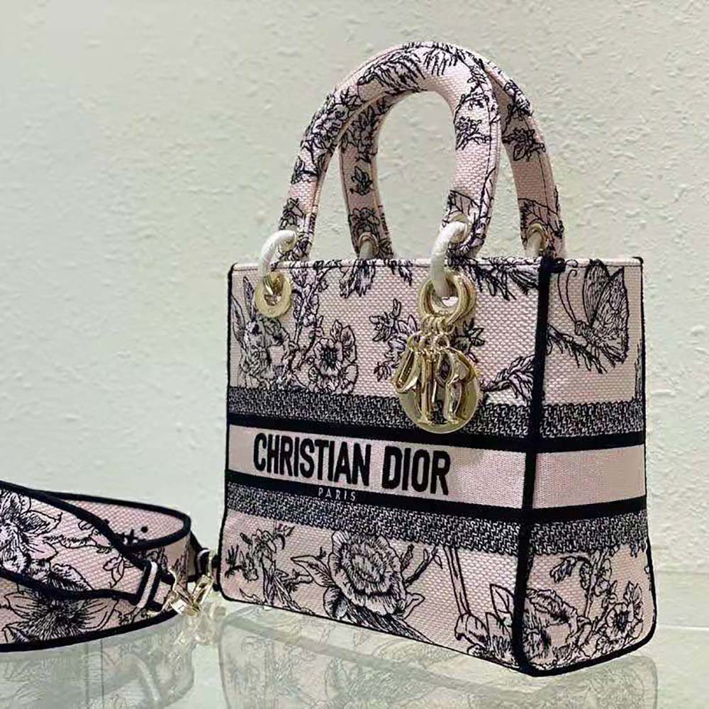 Dior Women Medium Lady D-lite Bag Powder Pink Dior Jardin Botanique Embroidery - image 5