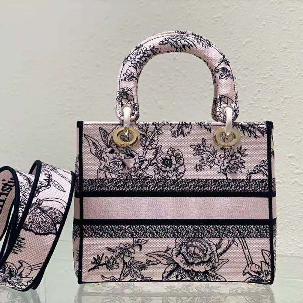 Dior Women Medium Lady D-lite Bag Powder Pink Dior Jardin Botanique Embroidery - image 4