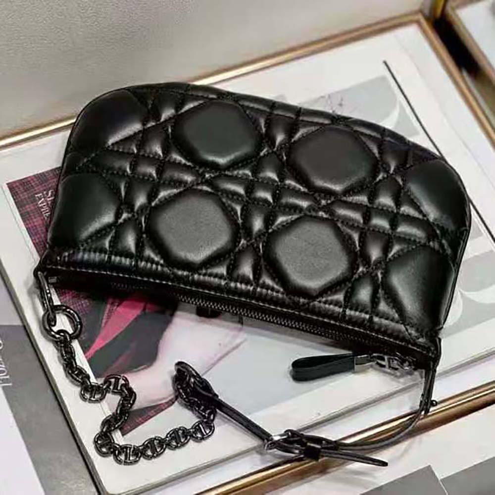 Dior Women Mini Dior Caro Tulip Bag Black Quilted Macrocannage Calfskin - image 4