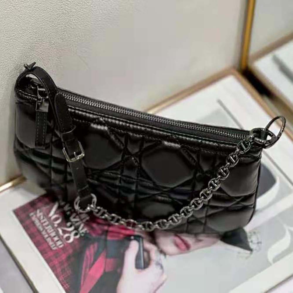 Dior Women Mini Dior Caro Tulip Bag Black Quilted Macrocannage Calfskin - image 8