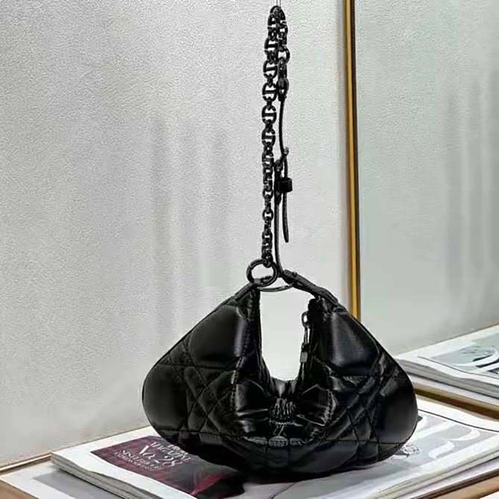Dior Women Mini Dior Caro Tulip Bag Black Quilted Macrocannage Calfskin - image 7