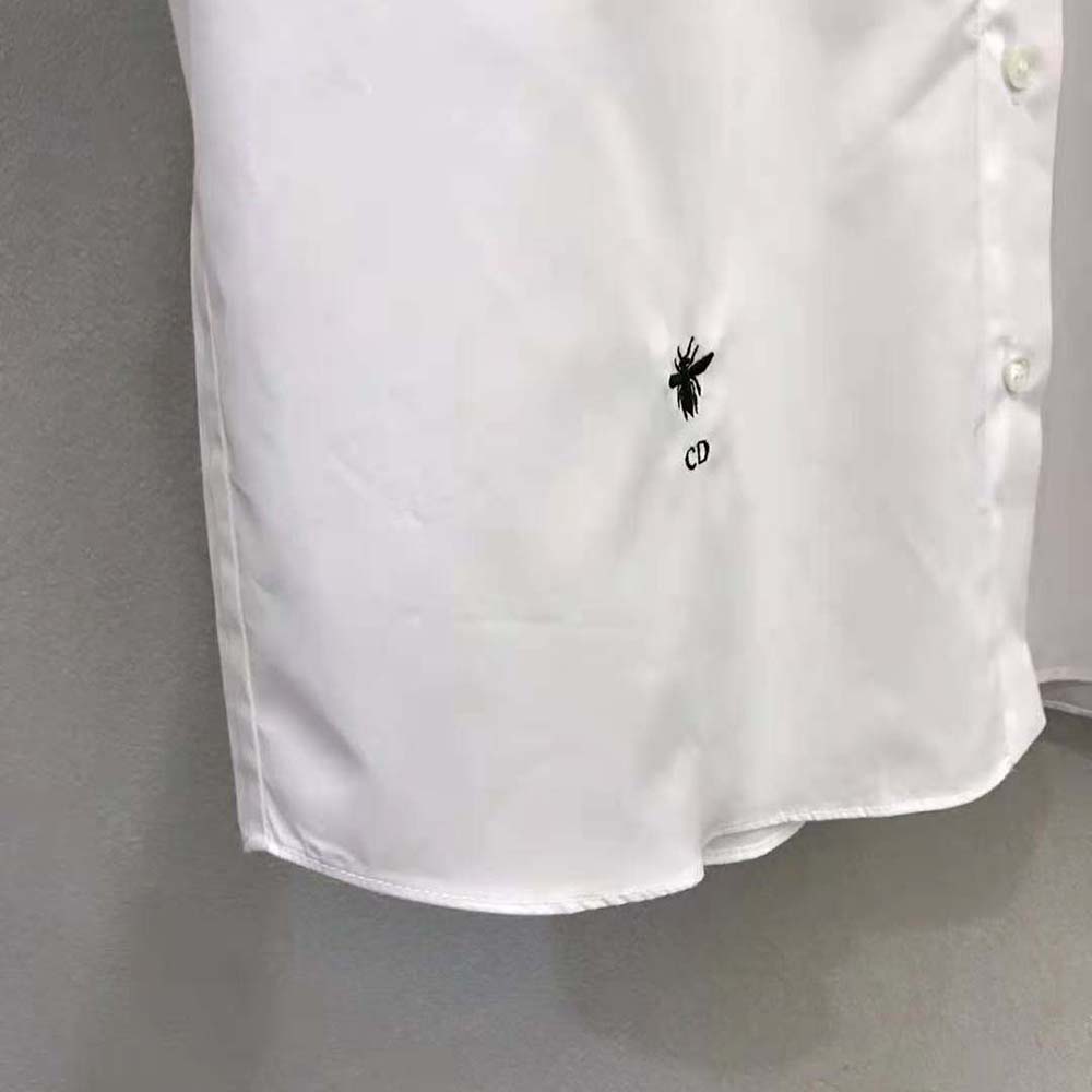 Dior Women Puffed Short-Sleeved Blouse White Cotton Poplin - image 7